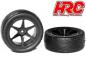 Preview: HRC61106B Reifen - 1/10 Buggy - 4WD Vorne - montiert - Schwarz Felgen - 2.2'' - 12mm hex - Arrow Pattern Radial (2 Stk.)