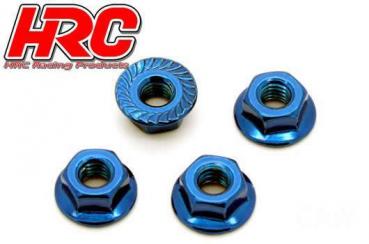 Radmuttern - TSW Pro Racing - M4 serrated geflanscht - Stahl - Blau (4 Stk.)