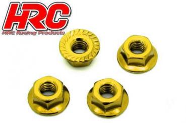 Radmuttern - TSW Pro Racing - M4 serrated geflanscht - Stahl - Gold (4 Stk.)