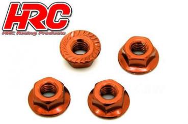 Radmuttern - TSW Pro Racing - M4 serrated geflanscht - Stahl - Orange (4 Stk.)