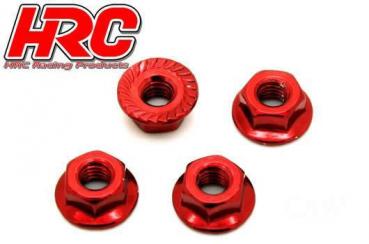 Radmuttern - TSW Pro Racing - M4 serrated geflanscht - Stahl - Rot (4 Stk.)