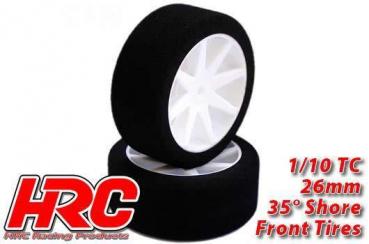 HRC61083 Reifen - 1/10 Touring - montiert - 12mm Hex - 26mm - 35° shore Moosgummi Reifen (2 Stk.)