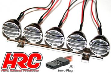 Lichtset - 1/10 oder Monster Truck - LED - JR Stecker - Dachleuchten oder Rammerleuchten Stange (Chrome teilen inklusive)