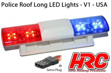 Lichtset - 1/10 TC/Drift - LED - JR Stecker - Polizei Dachleuchten V1 - 6 Blinkenmodus (Blau / Rot)