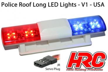 HRC8731U Lichtset - 1/10 TC/Drift - LED - JR Stecker - Polizei Dachleuchten V1 - 6 Blinkenmodus (Blau / Rot)