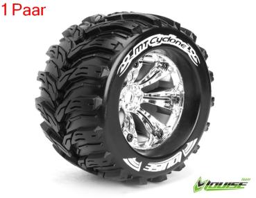 Louise RC - MT-CYCLONE - 1-8 Monster Truck --Inhalt: 2 Reifen-- Fertig Verklebt - Sport - Felgen 3.8 Chrom - 0-Offset - Hex 17mm - L-T3220C