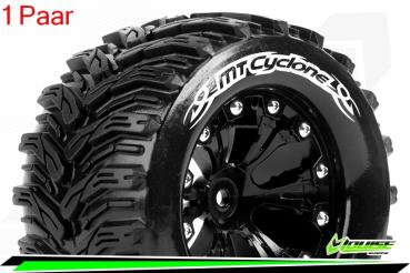 Louise RC - MT-CYCLONE - 1-10 Monster Truck --Inhalt: 2 Reifen-- Fertig Verklebt - Soft - Felgen 2.8 Schwarz - 0-Offset - Hex 12mm - L-T3226SB