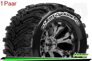 Louise RC - MT-CYCLONE - 1-10 Monster Truck --Inhalt: 2 Reifen-- Fertig Verklebt - Soft - Felgen 2.8 Schwarz-Chrom - Hex 14mm - L-T3226SBCM