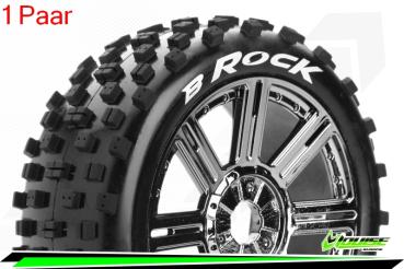 Louise RC - B-ROCK - 1-8 Buggy --Inhalt: 2 Reifen-- Fertig Verklebt - Soft - Speichenfelgen Schwarz-Chrom - Hex 17mm - L-T3270SBC