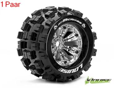 Louise RC - MT-MCROSS - 1-8 Monster Truck --Inhalt: 2 Reifen-- Fertig Verklebt - Sport - Felgen 3.8 Chrom - 0-Offset - Hex 17mm - L-T3276C