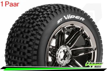 Louise RC - ST-VIPER- 1-8 Stadium Truck --Inhalt: 2 Reifen-- Fertig Verklebt - Sport - Bead Style 3.8 Felgen Schwarz-Chrom - Hex 17mm - L-T3289BC