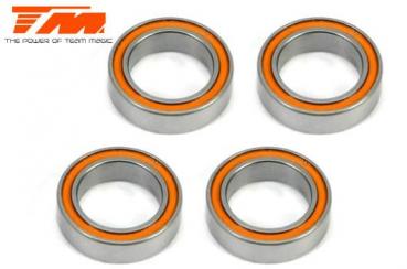 Kugellagern - metrisch - 10x15x4mm Gummidichtung Orange (4 Stk.)