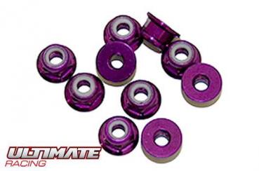 Muttern - M3 nyloc flanged - Aluminium - Purple (10 Stk.)