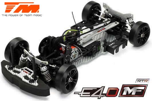 COCHE RC DRIFT E4D MF CON ESCOBILLAS GRAFITO SILVER 4X4 ROJO S15 (LISTO  PARA CORRER) TM503017-S15 TH/2176 