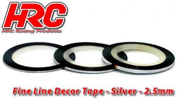 HRC5061SL25 Feines Liniendekor-Klebeband - 2.5mm x 15m - Silber Metallic (15m)