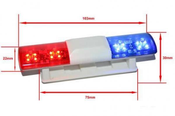 HRC8731U Lichtset - 1/10 TC/Drift - LED - JR Stecker - Polizei Dachleuchten V1 - 6 Blinkenmodus (Blau / Rot)