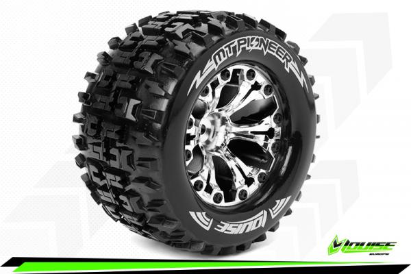 LR-T3202SCH Louise RC - MT-PIONEER - 1-10 Monster Truck --Inhalt: 2 Reifen-- Fertig Verklebt - Sport - Felgen 2.8 Chrom - 1/2-Offset - Hex 12mm - L-T3202SCH