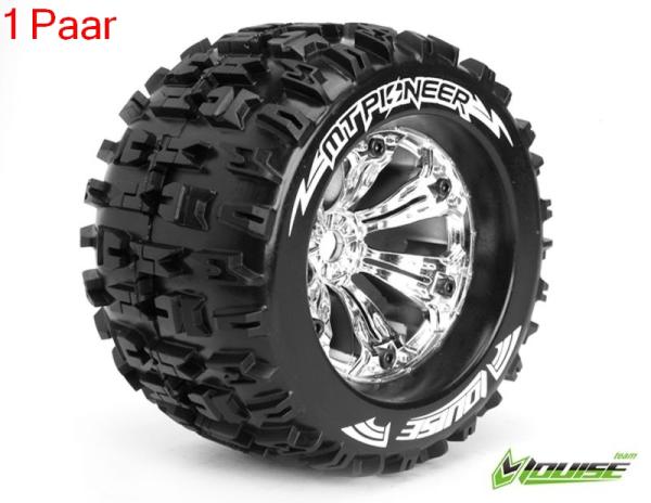 LR-T3218C Louise RC - MT-PIONEER - 1-8 Monster Truck --Inhalt: 2 Reifen-- Fertig Verklebt - Sport - Felgen 3.8 Chrom - 0-Offset - Hex 17mm - L-T3218C