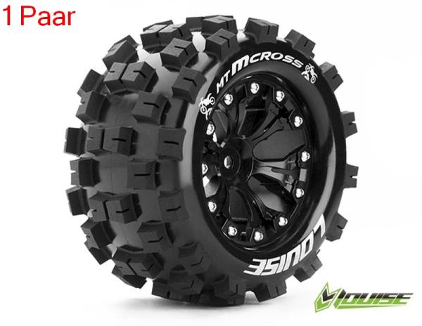 LR-T3274SBM Louise RC - MT-MCROSS - 1-10 Monster Truck --Inhalt: 2 Reifen-- Fertig Verklebt - Sport - Felgen 2.8 Schwarz - Hex 14mm - L-T3274SBM